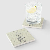 ヴィンテージ野球選手の石コースター ストーンコースター (横)