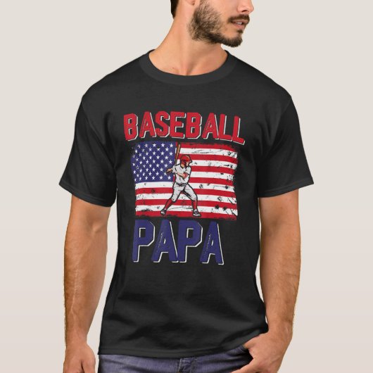 ヴィンテージ野球選手アメリカ国旗の父親 Tシャツ (正面)