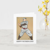 ヴィンテージ野球選手ハッピー・ファーザー・デー カード (黄色い花)