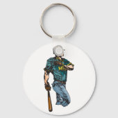 ヴィンテージ野球選手レトロスポーツのアートワーク キーホルダー (裏面)