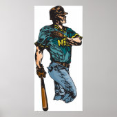 ヴィンテージ野球選手レトロスポーツのアートワーク ポスター (正面)