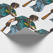 ヴィンテージ野球選手レトロスポーツのアートワーク ラッピングペーパー