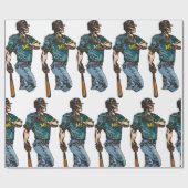 ヴィンテージ野球選手レトロスポーツのアートワーク ラッピングペーパー (フラット)