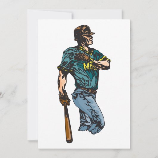 ヴィンテージ野球選手レトロスポーツのアートワーク 招待状 (正面)