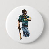 ヴィンテージ野球選手レトロスポーツのアートワーク 缶バッジ (正面)