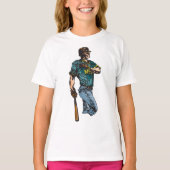 ヴィンテージ野球選手レトロスポーツのアートワーク Tシャツ (正面)