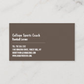 ヴィンテージ野球選手、コーチビジネスカード 名刺 (裏面)