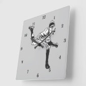 ヴィンテージ野球選手 スクエア壁時計 (傾斜)