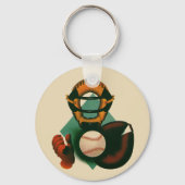 ヴィンテージ野球選手、ミット付き捕手 キーホルダー (裏面)