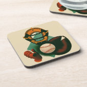 ヴィンテージ野球選手、ミット付き捕手 コースター (左側)