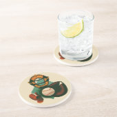 ヴィンテージ野球選手、ミット付き捕手 コースター (側面)