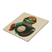 ヴィンテージ野球選手、ミット付き捕手 タイル (側面)