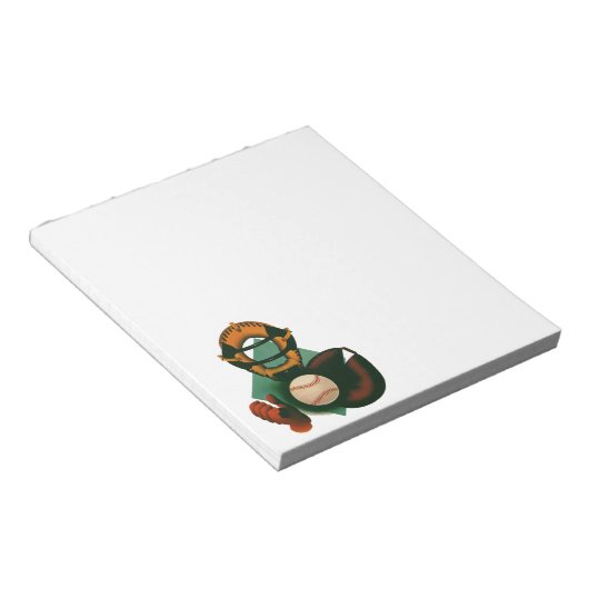 ヴィンテージ野球選手、ミット付き捕手 ノートパッド (アングル)