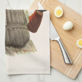 ヴィンテージ野球選手、捕手ルックアップ キッチンタオル (四つ折り)