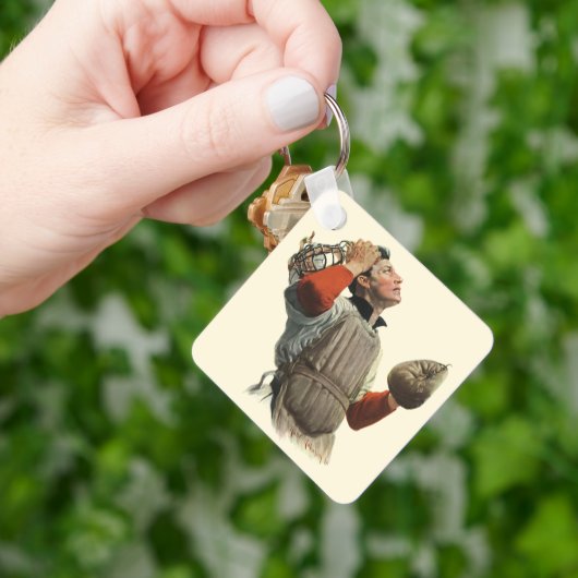 ヴィンテージ野球選手、捕手ルックアップ キーホルダー (手)