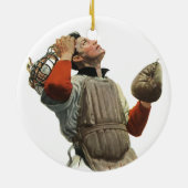 ヴィンテージ野球選手、捕手ルックアップ セラミックオーナメント (裏面)