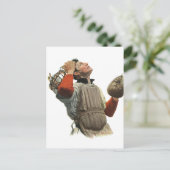 ヴィンテージ野球選手、捕手ルックアップ ポストカード (スタンド正面)