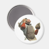 ヴィンテージ野球選手、捕手ルックアップ マグネット (正面/裏面)