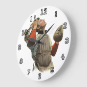 ヴィンテージ野球選手、捕手ルックアップ ラージ壁時計 (傾斜)