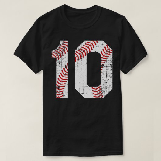 ヴィンテージ野球10ジャージー番号 Tシャツ (デザイン正面)