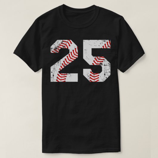 ヴィンテージ野球25ジャージー番号 Tシャツ (デザイン正面)