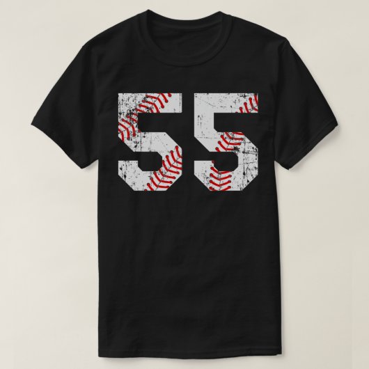ヴィンテージ野球55ジャージーナンバープレミアム Tシャツ (デザイン正面)