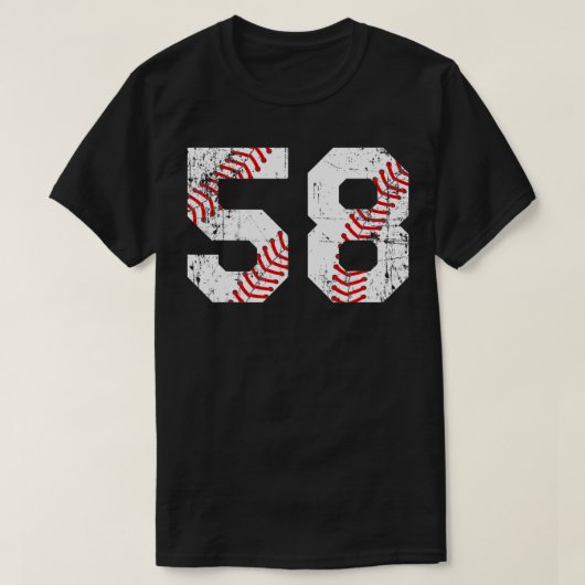 ヴィンテージ野球58ジャージー番号 Tシャツ (デザイン正面)