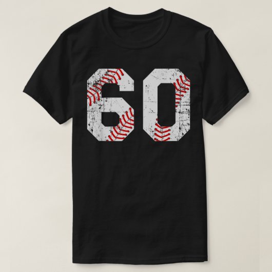 ヴィンテージ野球60ジャージー番号 Tシャツ (デザイン正面)
