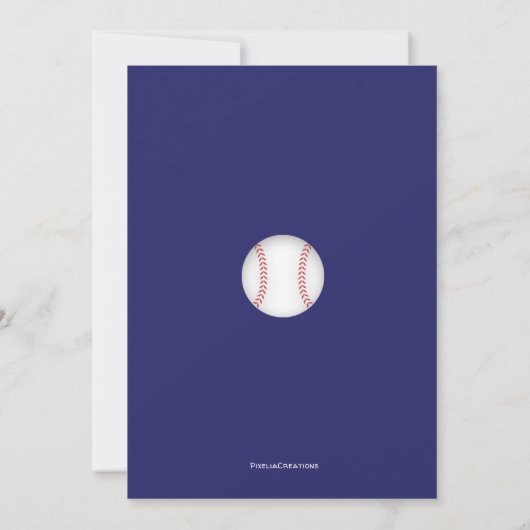 ヴィンテージ野球、スポーツ、少年1歳の誕生日 招待状 (裏面)