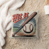 ヴィンテージ野球「ヒット」レトロスポーツ クッション (ブランケット)