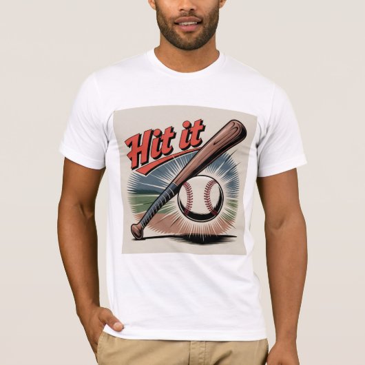 ヴィンテージ野球「ヒット」レトロスポーツ Tシャツ (正面)