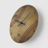 ヴィンテージ野球（モノグラム） ラウンド壁時計 (傾斜)