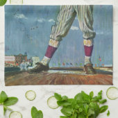 ヴィンテージ野球・野球の投手 キッチンタオル (折り畳み)