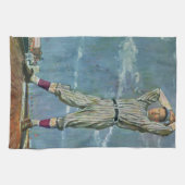 ヴィンテージ野球・野球の投手 キッチンタオル (横)