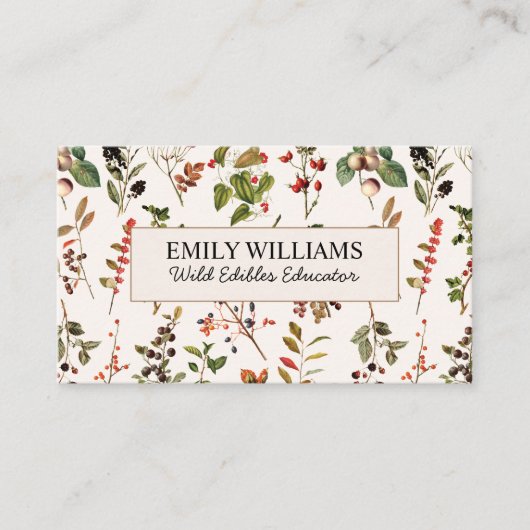 ヴィンテージ野生の果実と果実の植物林 名刺 (正面)