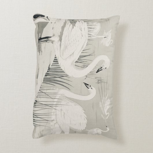 ヴィンテージ野生の白鳥 アクセントクッション (裏面(縦))