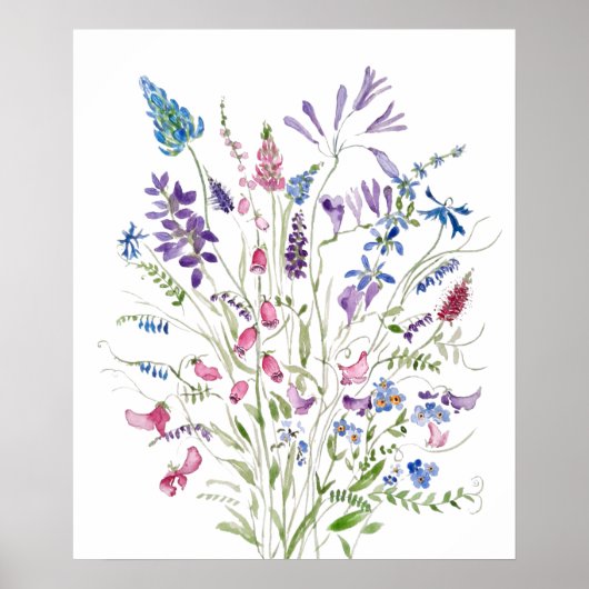 ヴィンテージ野生の花のアレンジメント水色2020 ポスター (正面)