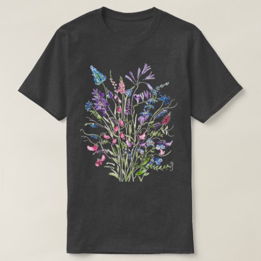 ヴィンテージ野生の花のアレンジメント水色2020 Tシャツ (デザイン正面)