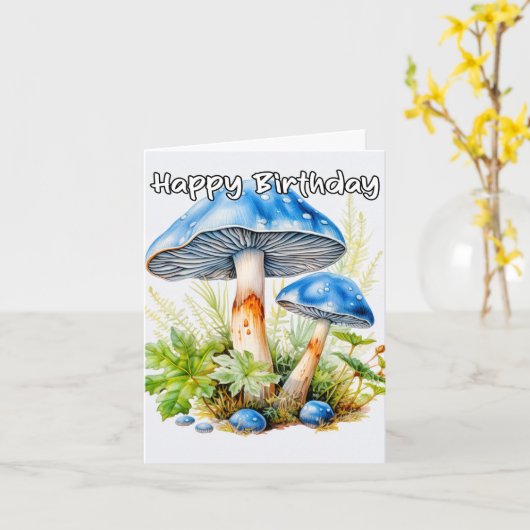 ヴィンテージ野生キノコイラストレーション誕生日 カード (黄色い花)