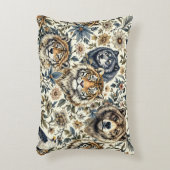 ヴィンテージ野生動植物の紋様白 アクセントクッション (正面(垂直))