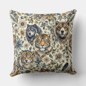 ヴィンテージ野生動植物の紋様白 クッション (裏面)