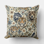 ヴィンテージ野生動植物の紋様白 クッション (正面)