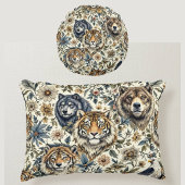 ヴィンテージ野生動植物の紋様白 クッション