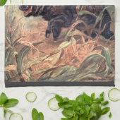 ヴィンテージ野生動物インディアンイノシシ キッチンタオル (折り畳み)