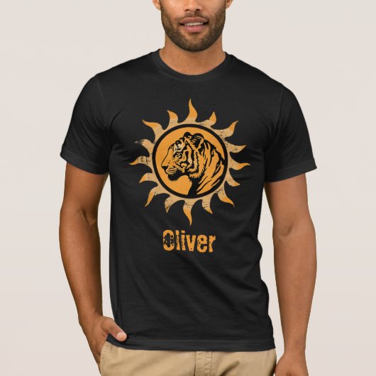 ヴィンテージ野生動物トラ太陽 Tシャツ (正面)