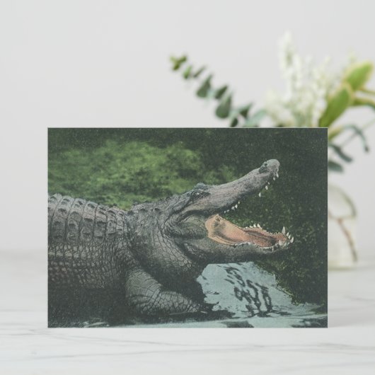 ヴィンテージ野生動物爬虫類ワニ招待状 招待状 (スタンド正面)