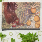 ヴィンテージ野生動物，オランウータンス著Louis Sargent キッチンタオル (折り畳み)