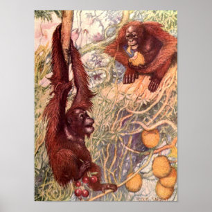 ヴィンテージ野生動物，オランウータンス著Louis Sargent ポスター
