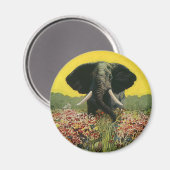 ヴィンテージ野生動物,コブラスネークアフリカゾウ マグネット (正面/裏面)