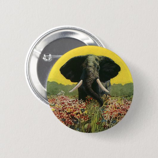 ヴィンテージ野生動物，コブラスネークアフリカゾウ 缶バッジ (正面&裏面)